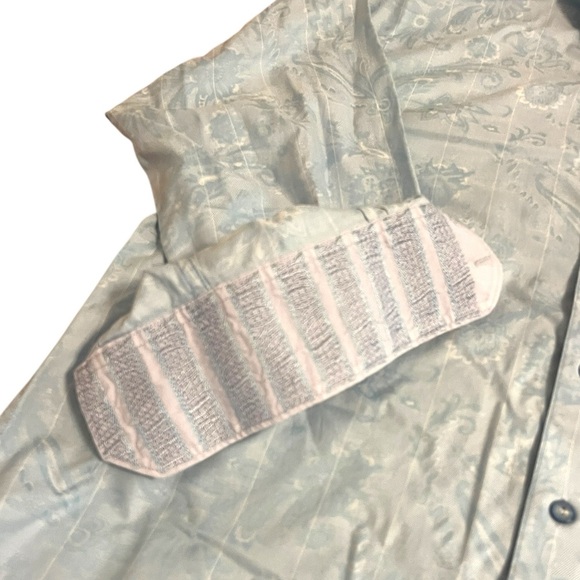 Robert Graham Classic Fit Blue Toile Stripe Button Up Flip Cuff Sz L - Picture 5 of 9